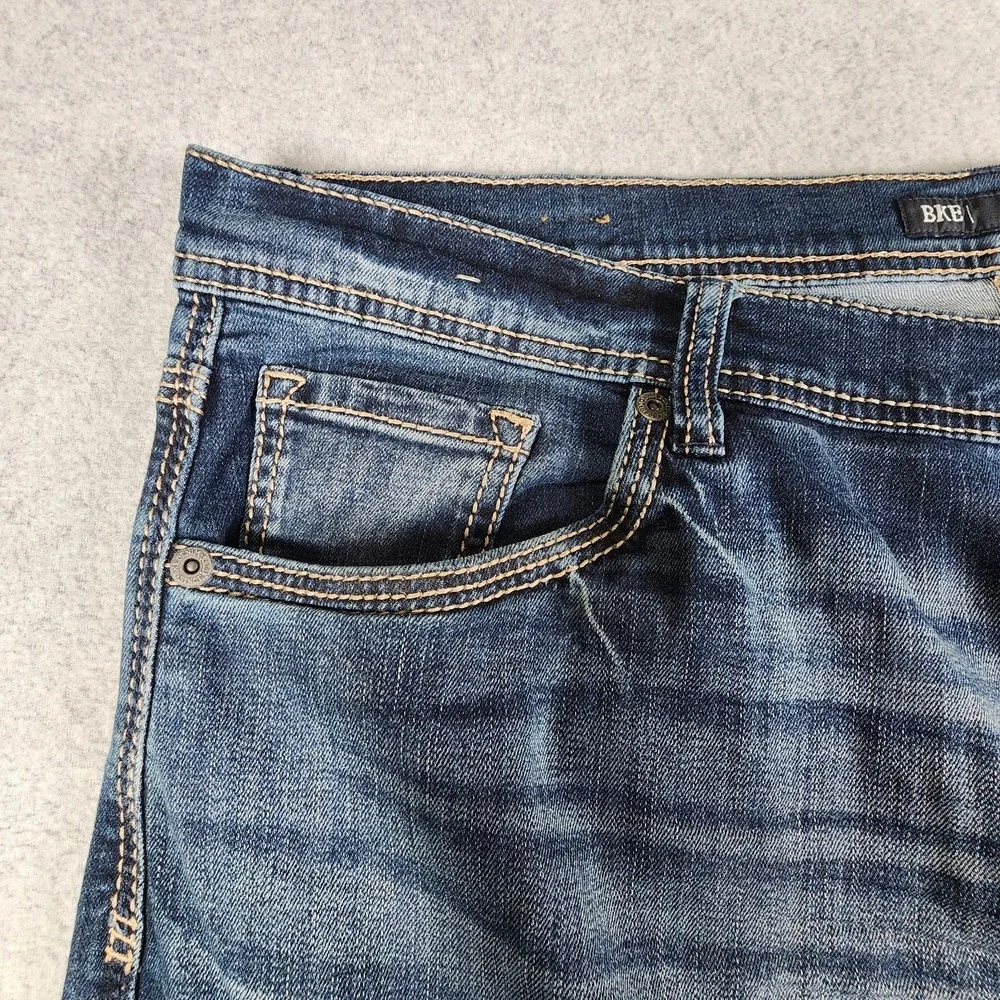 BKE Seth Jeans Mens 42x30 Medium Dark Wash Relaxed Straight Whisker Tag 42x32